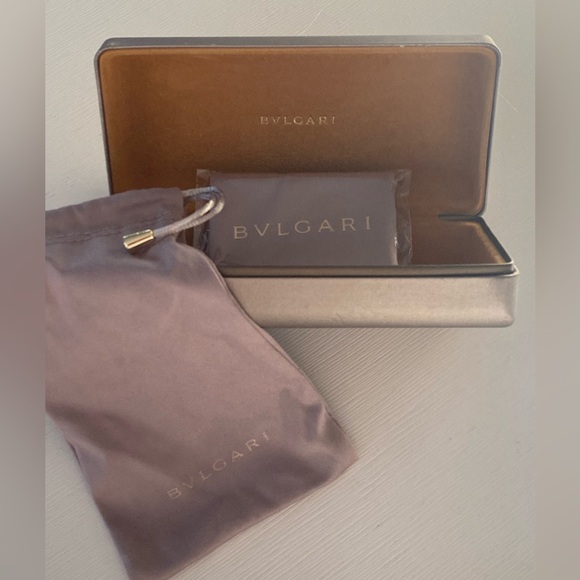 BVLGARI Sunglass Case with Drawstring Pouch & Cleaning...
